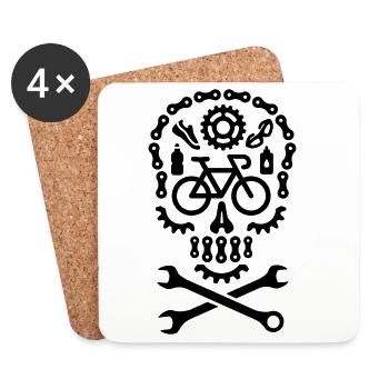 Halloween bicycle racing skull bicycle cycling - Coasters (set of 4) - white - Front