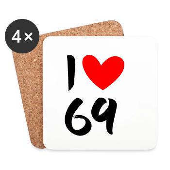 J'aime 69 - Dessous de verre (lot de 4) - blanc - Devant