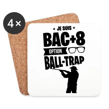 BAC+8 BALL-TRAP idée cadeau humour drôle sport tir - Dessous de verre (lot de 4) - blanc - Devant