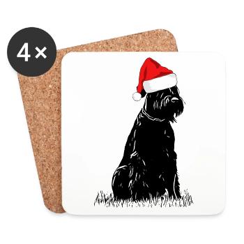 Giant Schnauzer Christmas Schnauzer Dog - Coasters (set of 4) - white - Front