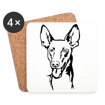 Pharaohund (Kelb-tal Fenek) Kopf - Untersetzer (4er-Set) - Weiß - Vorne