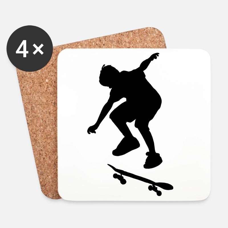Skateboard Tricks - Untersetzer (4er-Set) - Weiß