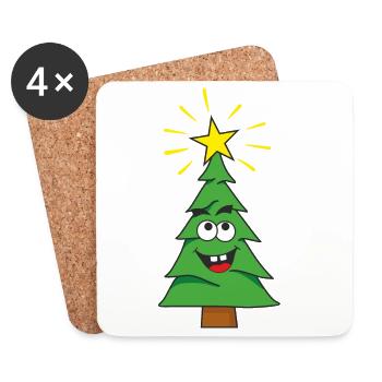 Sapin de Noël - Dessous de verre (lot de 4) - blanc - Devant