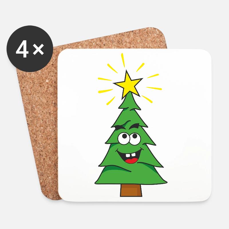 Weihnachtsbaum - Untersetzer (4er-Set) - Weiß