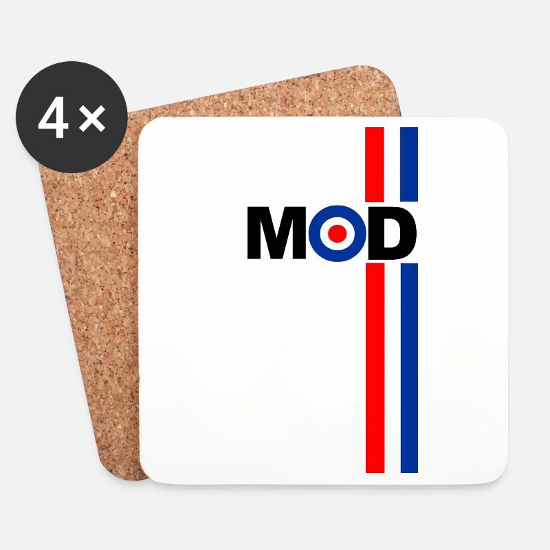 MOD TARGET RWB STRIPES DESIGN - Coasters (set of 4) - white