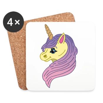 Licorne manga kawaii - Dessous de verre (lot de 4) - blanc - Devant