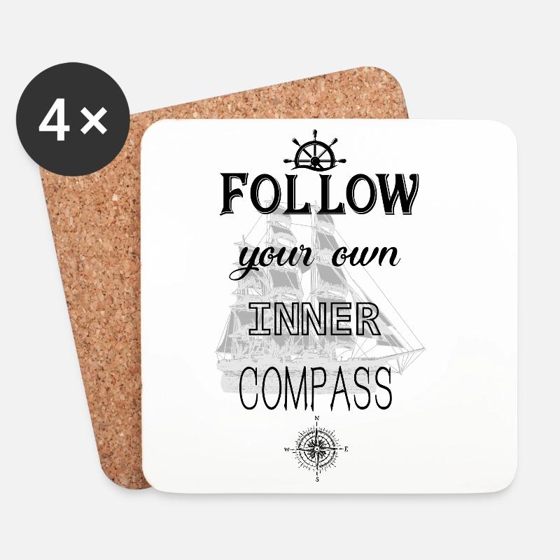 follow your own inner compass kontiki kompass - Untersetzer (4er-Set) - Weiß