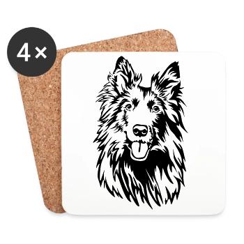 Groenendael head - Coasters (set of 4) - white - Front