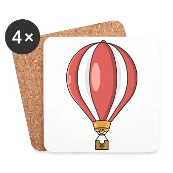 Heißluftballon, Rot Heißluftballon, Luftballon - Untersetzer (4er-Set) - Weiß - Vorne