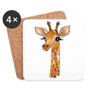 Zeichnung einer niedlichen Giraffe - Untersetzer (4er-Set) - Weiß - Vorne