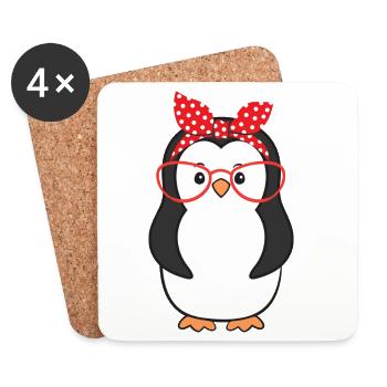 Pinguin Pinguine - Untersetzer (4er-Set) - Weiß - Vorne