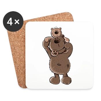 Ours Papa ou Ours Frère I Frères et sœurs I Papa - Dessous de verre (lot de 4) - blanc - Devant
