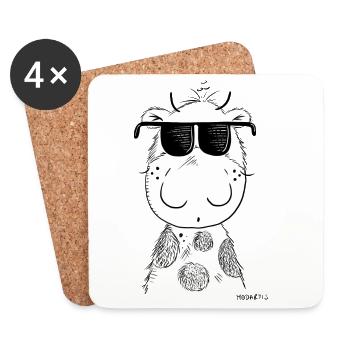 Coole Kuh I Kuh mit Sonnenbrille - Untersetzer (4er-Set) - Weiß - Vorne