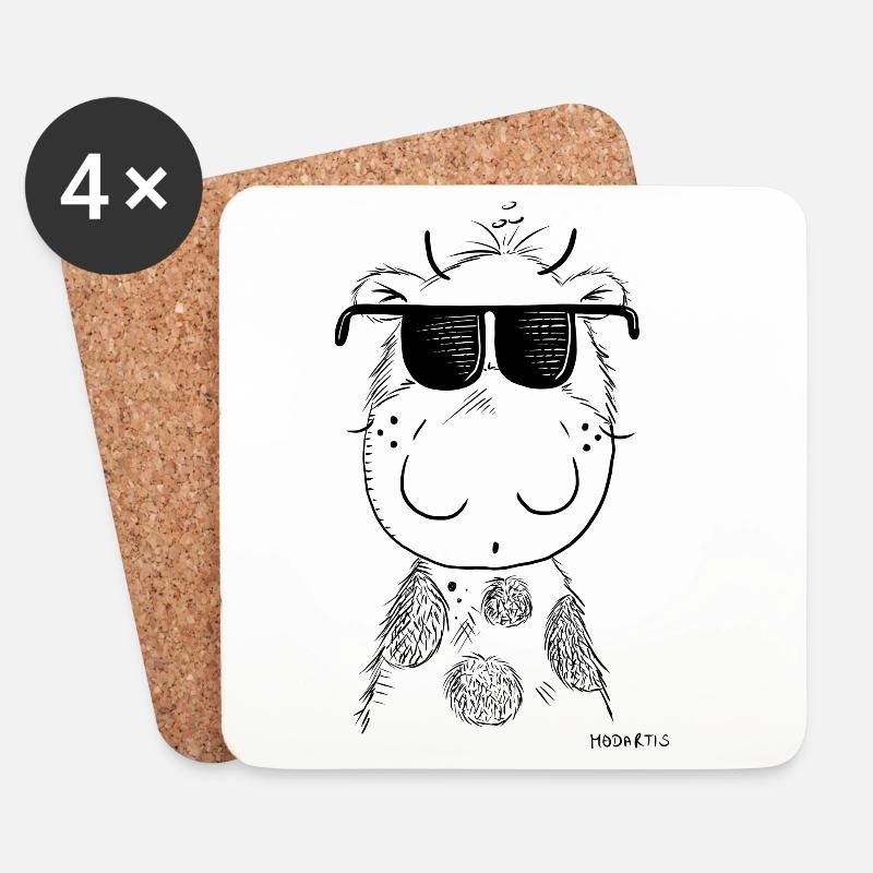Coole Kuh I Kuh mit Sonnenbrille - Untersetzer (4er-Set) - Weiß