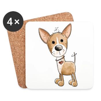 Kleiner Chihuahua Hund - Untersetzer (4er-Set) - Weiß - Vorne