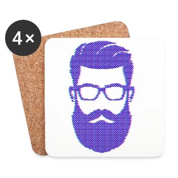 Porteur de barbe Masculinité Moustache Barbe - Dessous de verre (lot de 4) - blanc - Devant