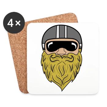 Barbe Barbe Barbe Barbe Coiffure Moustache Barbe Porteur - Dessous de verre (lot de 4) - blanc - Devant