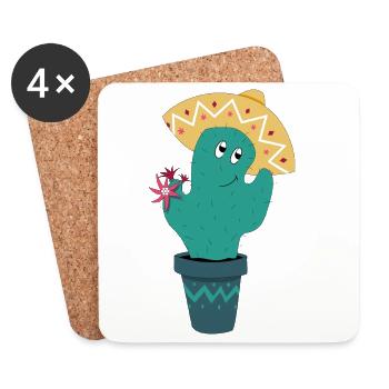 Cactus mexicain - Dessous de verre (lot de 4) - blanc - Devant