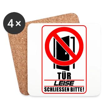 Farben änderbar | Tür leise schließen bitte - Untersetzer (4er-Set) - Weiß - Vorne