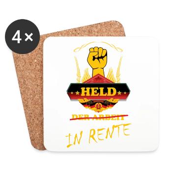 Held der Arbeit in Rente - Rentner Geschenk - Untersetzer (4er-Set) - Weiß - Vorne