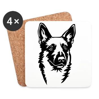 Malinois Kopf - Untersetzer (4er-Set) - Weiß - Vorne
