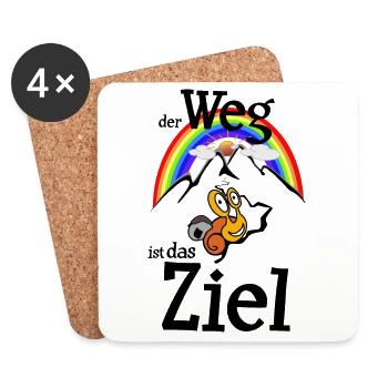 Der Weg ist das Ziel Wander Schnecke - Untersetzer (4er-Set) - Weiß - Vorne