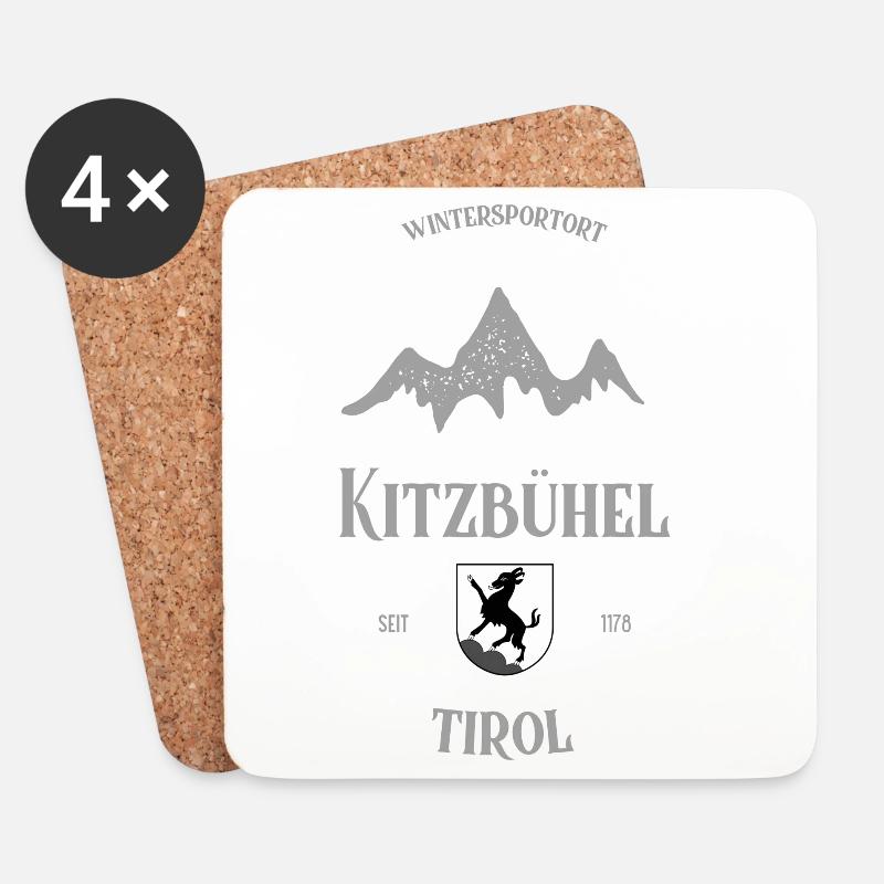 Kitzbühel - Bergmotiv - Untersetzer (4er-Set) - Weiß