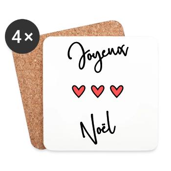 JOYEUX NOËL. NOËL. JOYEUX NOËL. MERRY CHRISTMAS - Dessous de verre (lot de 4) - blanc - Devant