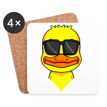 Canard cool avec lunettes de soleil - Dessous de verre (lot de 4) - blanc - Devant