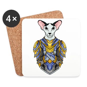 Knight Cat Cat Breed Oriental Shorthair - Coasters (set of 4) - white - Front