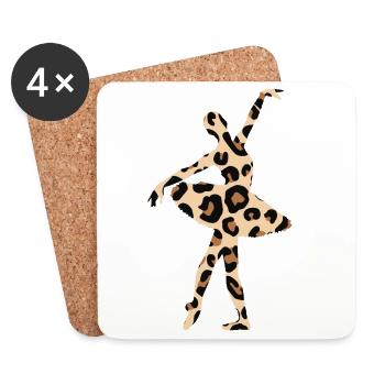 Ballerina Leopard Ballet Dancer Cadeau - Dessous de verre (lot de 4) - blanc - Devant