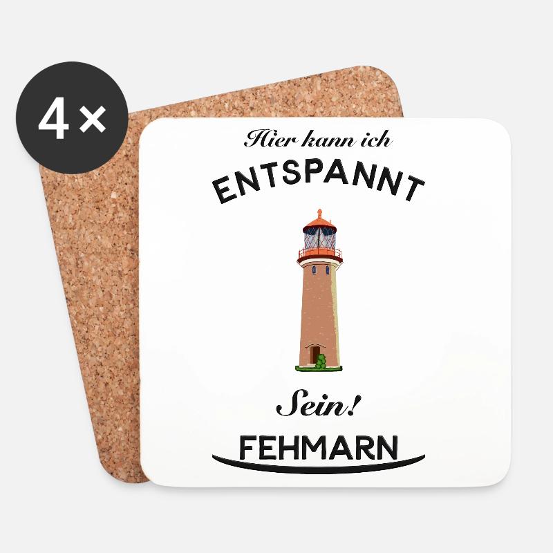 Urlaub und Entspannung auf Fehmarn, Zeichnung - Untersetzer (4er-Set) - Weiß