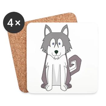 Hund Cartoon Amazing Siberian Husky - Untersetzer (4er-Set) - Weiß - Vorne