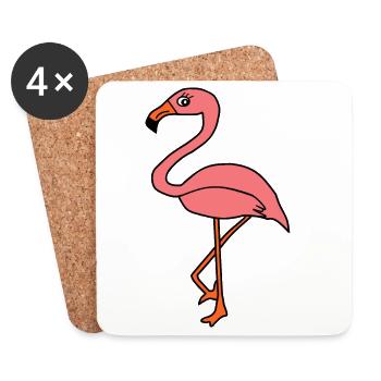 Flamants roses Oiseau Animaux Cadeau - Dessous de verre (lot de 4) - blanc - Devant