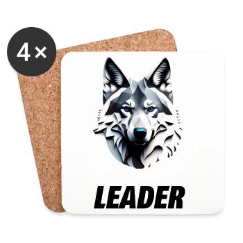 Wolf's head with Leader lettering - Coasters (set of 4) - white - Front