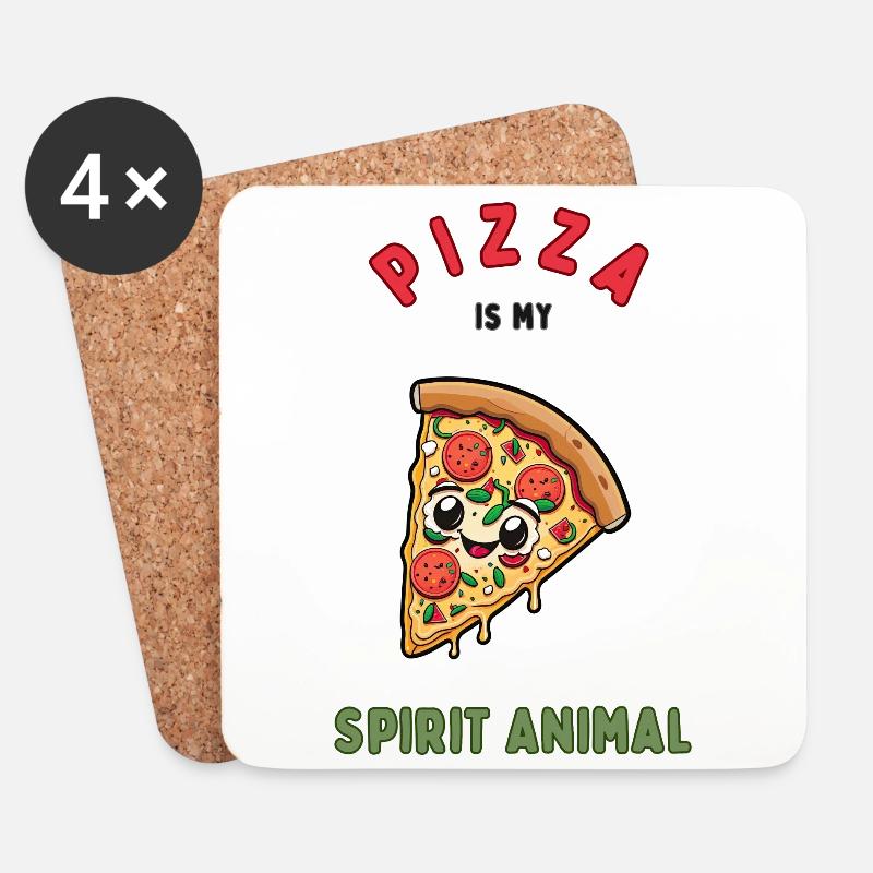 Pizza ist mein Geisttier - Untersetzer (4er-Set) - Weiß