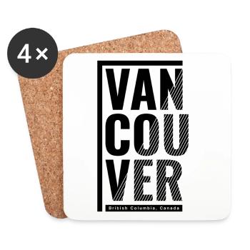 Vancouver Graphic with Stripes and Label - Coasters (set of 4) - white - Front