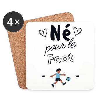 Né pour le foot - Dessous de verre (lot de 4) - blanc - Devant