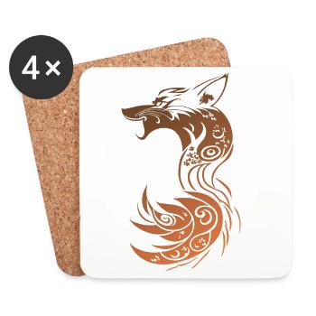 Oranger Tribal Fantasy Fuchs - Untersetzer (4er-Set) - Weiß - Vorne