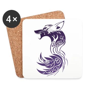 Violetter Tribal Fantasy Fuchs - Untersetzer (4er-Set) - Weiß - Vorne