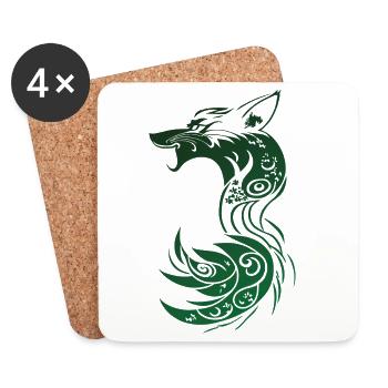 Grüner Tribal Fantasy Fuchs - Untersetzer (4er-Set) - Weiß - Vorne