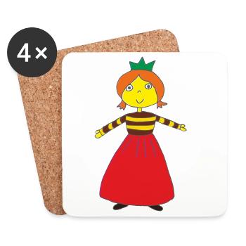 Petite princesse colorée - Dessous de verre (lot de 4) - blanc - Devant