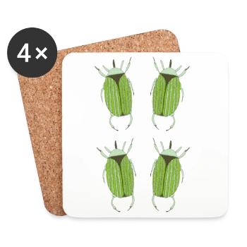 insecte vert - Dessous de verre (lot de 4) - blanc - Devant
