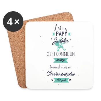 Papy Judoka carrément plus hi-yah - Dessous de verre (lot de 4) - blanc - Devant