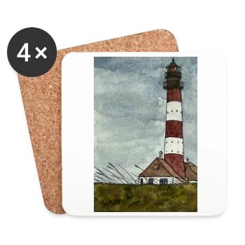 Lighthouse Westerheversand North Sea Coast Moin Coast - Coasters (set of 4) - white - Front