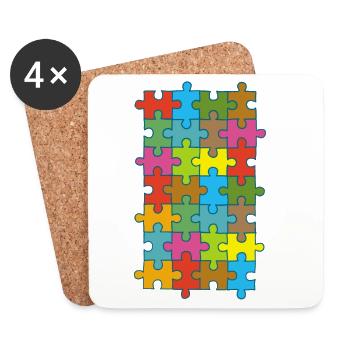 Multicolored puzzle - Coasters (set of 4) - white - Front