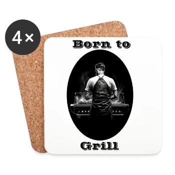 Né pour griller - Dessous de verre (lot de 4) - blanc - Devant