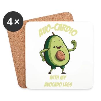 Avo Cardio Avocado does sports - Coasters (set of 4) - white - Front