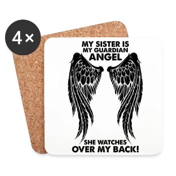 Ma sœur est mon ange gardien - Dessous de verre (lot de 4) - blanc - Devant