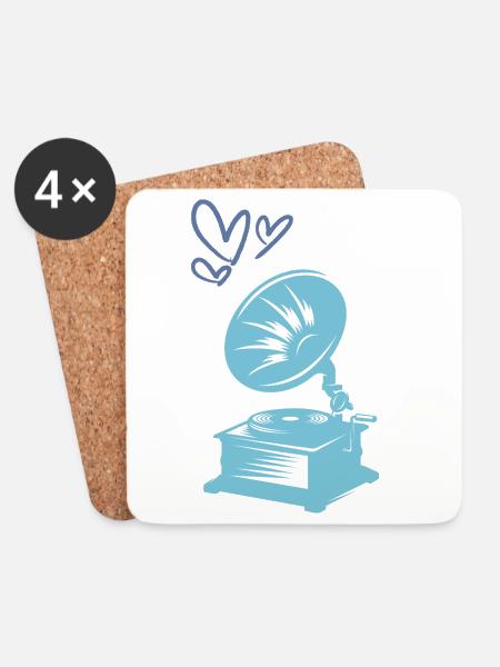 Music Gramophone Retro - Coasters (set of 4) - white